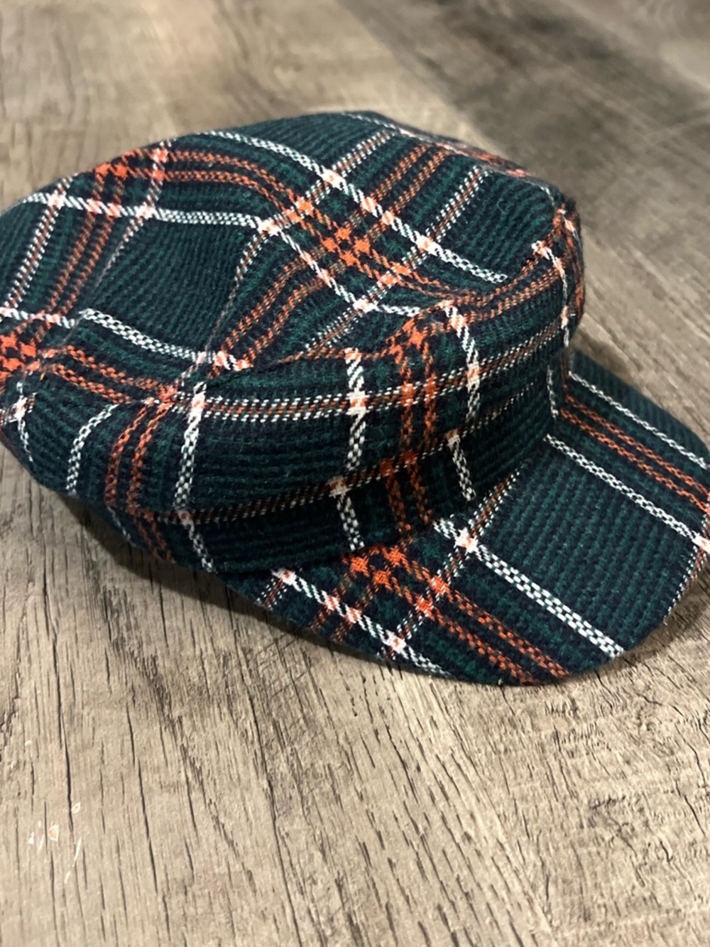 Free People Lilibeth Green Plaid  Newsboy Cap Hat with Stripe Accents
